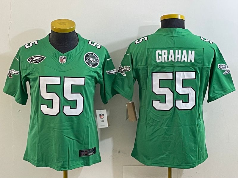 Women Philadelphia Eagles #55 Graham Green three generations 2025 Nike Vapor Limited NFL Jersey style 5->women nfl jersey->Women Jersey